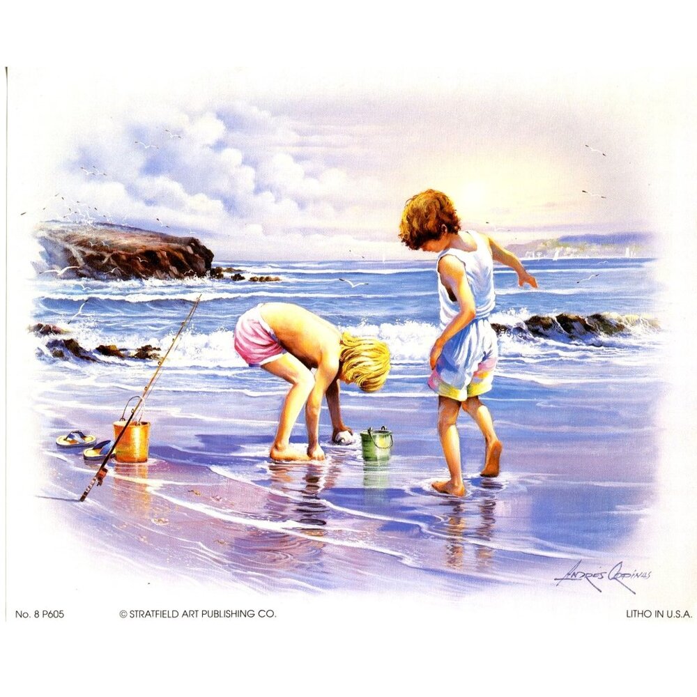 Vintage Lithograph Print "Beachcombers" By Andres Orpinas - Strathfield Art Publ